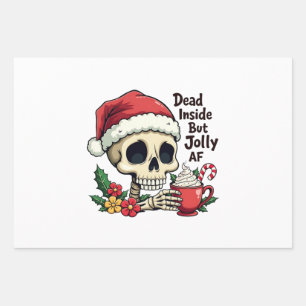 Feuille De Papier Cadeau Cacao Chaud de Noël Skull AF Joyeux mais Mort à l'