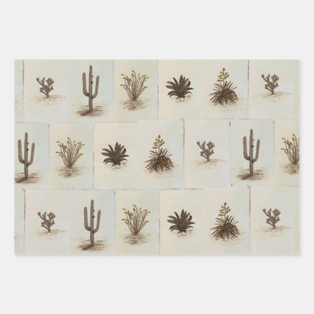 Feuille De Papier Cadeau Cactus du désert de l'Arizona (Devant)