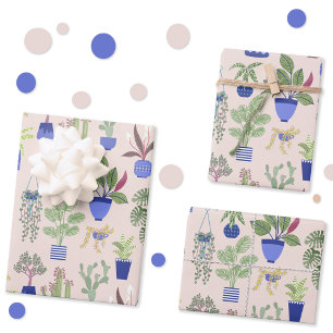 Feuille De Papier Cadeau Cactus Succulent rose pâle