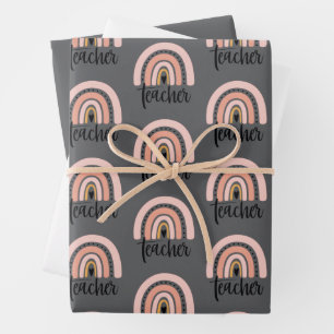 Feuille De Papier Cadeau Cadeau arc-en-ciel d'amour d'enseignant d'enseigne