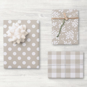 Feuille De Papier Cadeau Cadeau de Fêtes Moderne de Ferme Beige