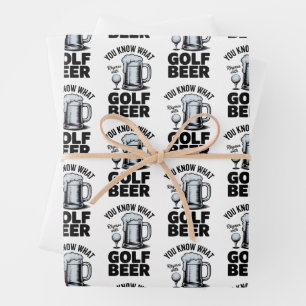 Feuille De Papier Cadeau Cadeau de golfeur de bière drôle de golf humour de