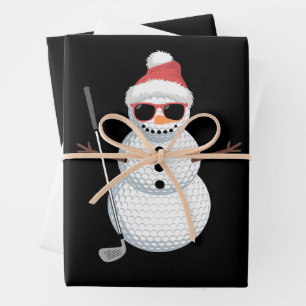 Feuille De Papier Cadeau Cadeau de golfeur de Noël boule de golf bonhomme d