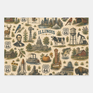 Feuille De Papier Cadeau Cadeau de la ligne d'horizon de l'Illinois Route 6