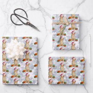 Feuille De Papier Cadeau Cadeau de lumières de Noël de chien Retriever du L