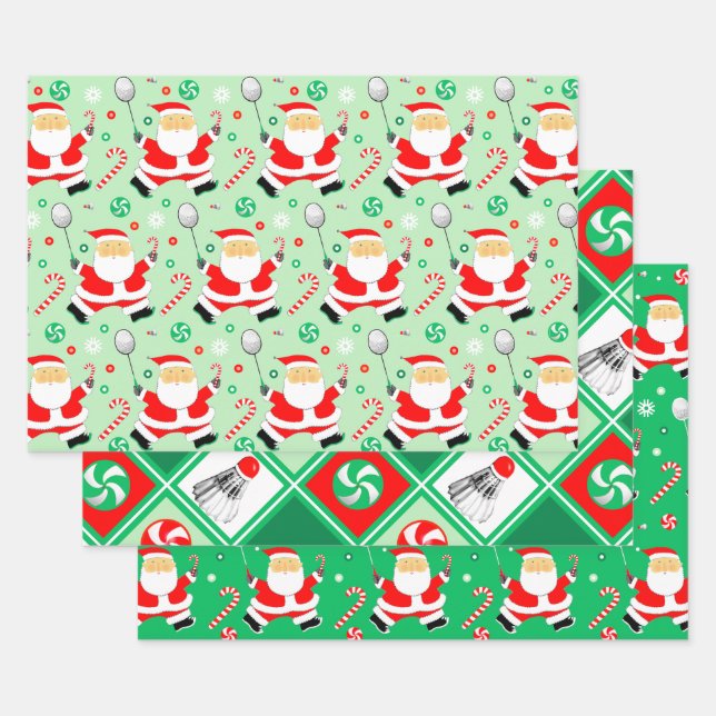 Feuille De Papier Cadeau Cadeau de Noël de Badminton (Lot)