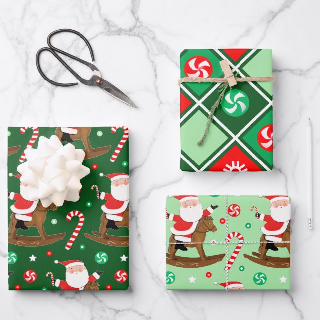 Feuille De Papier Cadeau Cadeau de Noël équin (Recto)