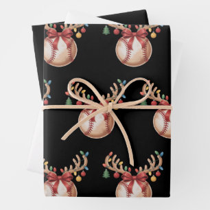 Feuille De Papier Cadeau Cadeau de Noël pour amateur de baseball Joueur Spo