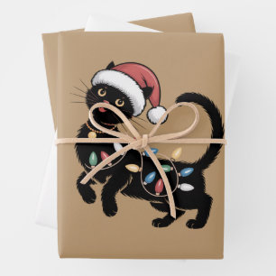 Feuille De Papier Cadeau Cadeau de Noël pour maman amateur de chat noir mig