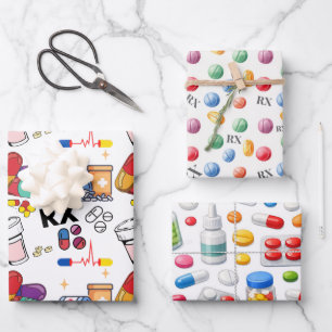Feuille De Papier Cadeau Cadeau de pilule capsule médicament pharmacien étu
