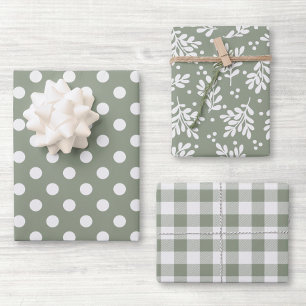 Feuille De Papier Cadeau Cadeau de vacances Vert Sauge de Ferme Moderne