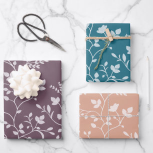 Feuille De Papier Cadeau Cadeau Floral Blanc Minimaliste Sérénade Botanique