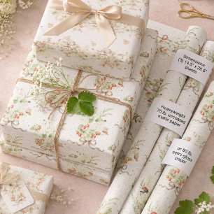 Feuille De Papier Cadeau Cadeau Floral Vintage de Baie