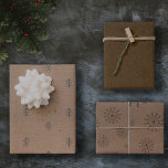 Feuille De Papier Cadeau Cadeau minimaliste Brown Kraft   Black Christmas T<br><div class="desc">chacun de ces arbres comporte une base d'impression imitation kraft différente,  un solide,  un flocons de neige et un bâton figuré arbres de noël avec un faux film métallique plaquette or.</div>