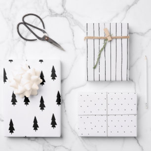 Feuille De Papier Cadeau Cadeau minimaliste de pin de Noël