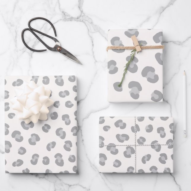 Feuille De Papier Cadeau Cadeau Motif moderne Snow Leopard (Recto)