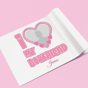 Feuille De Papier Cadeau Cadeau personnalisé J'aime mon petit ami – Ajoutez