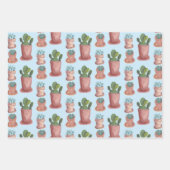 Feuille De Papier Cadeau Cadeau Plante en pots Succulents et cactus Aquarel (Devant)