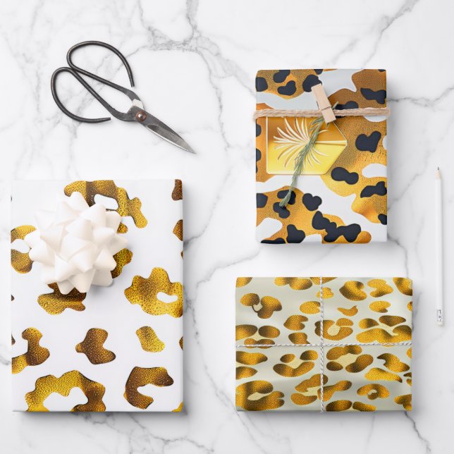 Feuille De Papier Cadeau Cadeau Poster de animal tendance Safari Chic Gold (Recto)