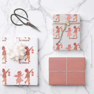 Feuille De Papier Cadeau Cadeau rose pour enfants Eid Mubarak