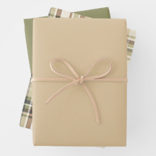 Feuille De Papier Cadeau Cadeau Tartan Plaid Brun Beige Vert pour Lui