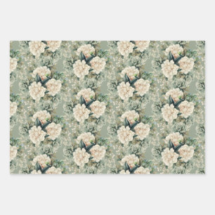 Feuille De Papier Cadeau Cadeau végétal vert Sage blanc