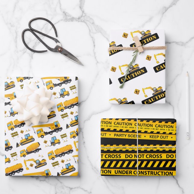 Feuille De Papier Cadeau Cadeaux Anniversaires de enfants de camions de con (Recto)