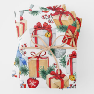 Feuille De Papier Cadeau Cadeaux de Noël colorés