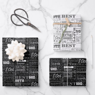 Feuille De Papier Cadeau Cadeaux Uniques Et Spéciaux De Fête Du 80E Anniver