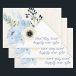 Feuille De Papier Cadeau Cadre bleu et crème Watercolor Flowers<br><div class="desc">Cascade bleu et crème Cadre Fleurs avec guillemets personnalisés au centre dans votre choix de couleur et de police.</div>