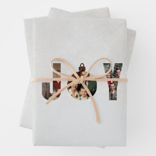 Feuille De Papier Cadeau Cadre de Noël de famille vintage Joy Photo Flocon 