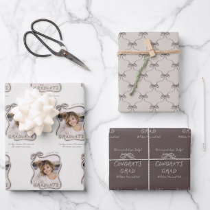 Feuille De Papier Cadeau Cadre photo ondulé avec nœud personnalisé pour la