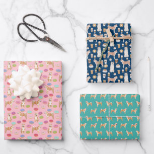Feuille De Papier Cadeau Café Akita Dog et beignets