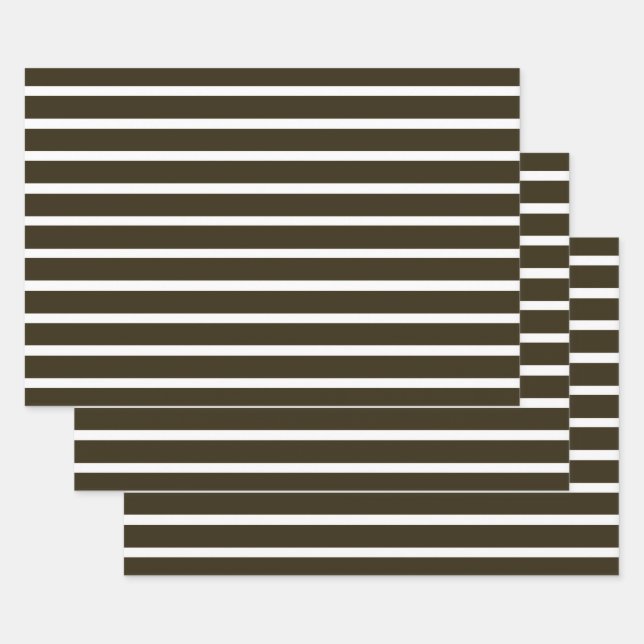 Feuille De Papier Cadeau Café Mocha Neutral Stripes (Lot)