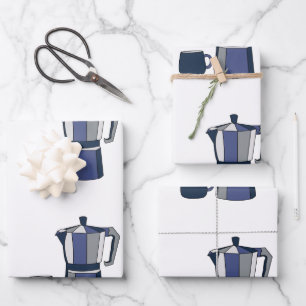 Feuille De Papier Cadeau Café Pot Café Mug Anniversaire