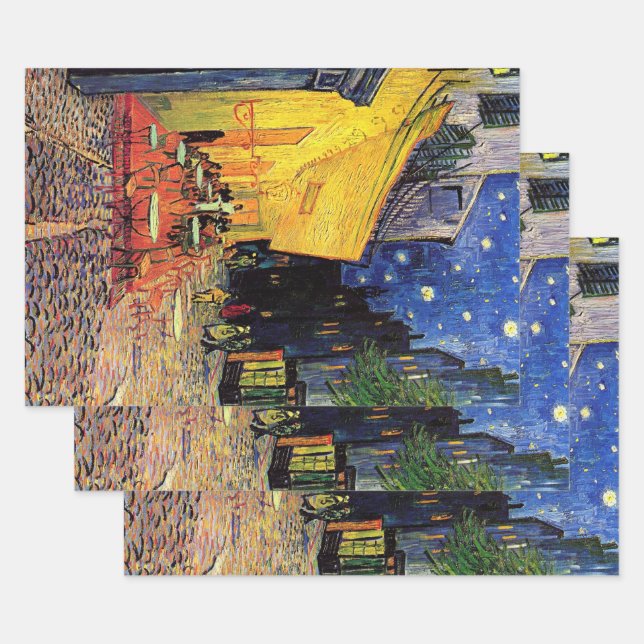Feuille De Papier Cadeau Café Terrasse à la nuit par Vincent van Gogh (Lot)