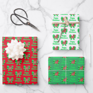 Feuille De Papier Cadeau Cairn Terrier Chien de Noël & Bow vert 3 couleurs