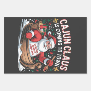 Feuille De Papier Cadeau Cajun Clause arrive en ville pour Noël Krampus