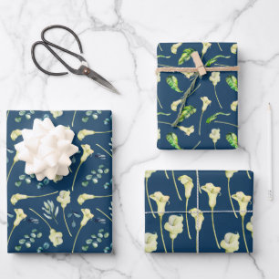 Feuille De Papier Cadeau Cala Lilies et Eucalyptus
