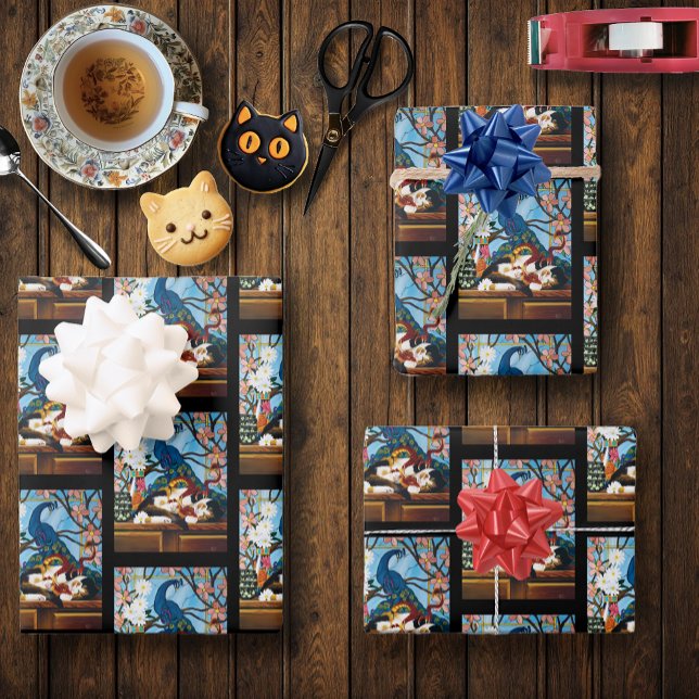 Feuille De Papier Cadeau Calico Cat Dragon Rouge (Créateur téléchargé)