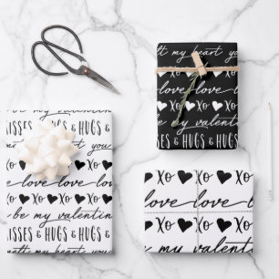 Feuille De Papier Cadeau Calligraphie noir & blanc à la mode Soyez ma Saint