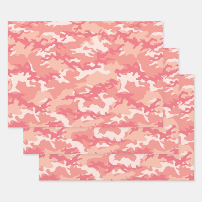 Feuille De Papier Cadeau Camo Camouflage Rose 2 (Lot)