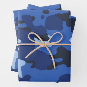Feuille De Papier Cadeau Camouflage Bleu Camo Motif de l'armée