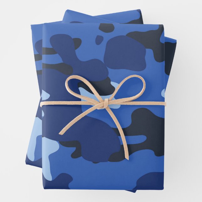 Feuille De Papier Cadeau Camouflage Bleu Camo Motif de l'armée (En situation)