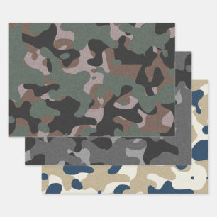 Feuille De Papier Cadeau Camouflage bleu gris