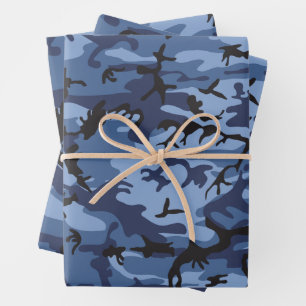 Feuille De Papier Cadeau Camouflage bleu marine, Militaire, Armée
