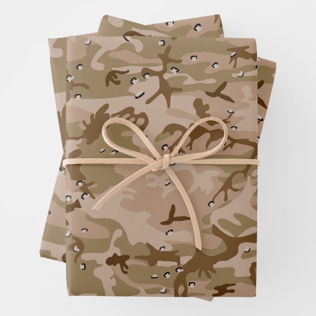 Feuille De Papier Cadeau Camouflage Désert Avec Galets, Militaire, Armée (En situation)