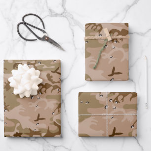 Feuille De Papier Cadeau Camouflage Désert Avec Galets, Militaire, Armée