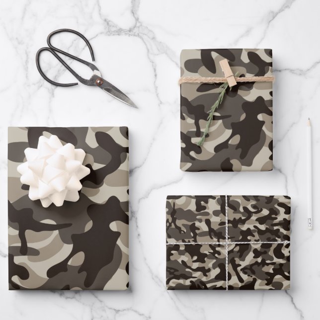 Feuille De Papier Cadeau Camouflage du quartier fermé (Recto)