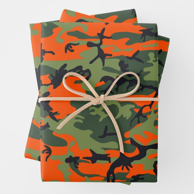Feuille De Papier Cadeau Camouflage orange et vert, Militaire, Armée (En situation)